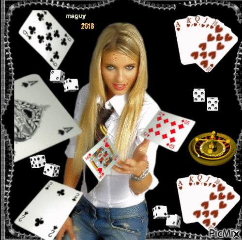 concours la joueuse de cartes - Gratis animeret GIF
