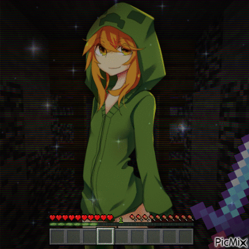 Minecraft Creeper girl haha - Besplatni animirani GIF