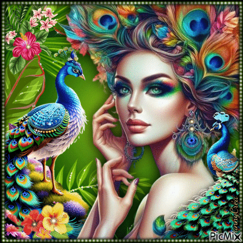 Lady Peacock - Gratis geanimeerde GIF