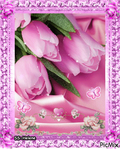 3 pink roses. - Darmowy animowany GIF