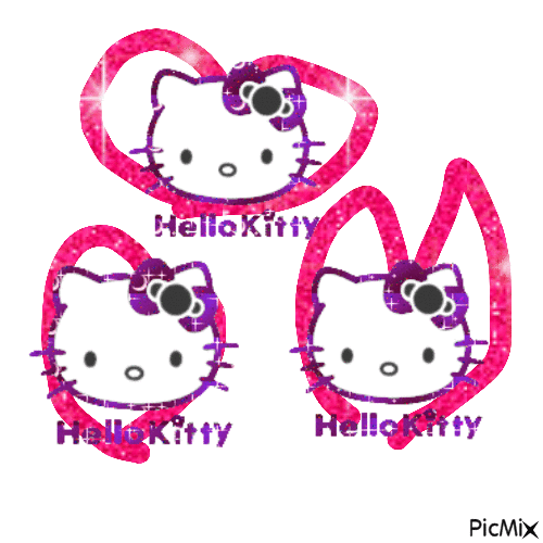 Kitty aux coeurs - GIF animé gratuit