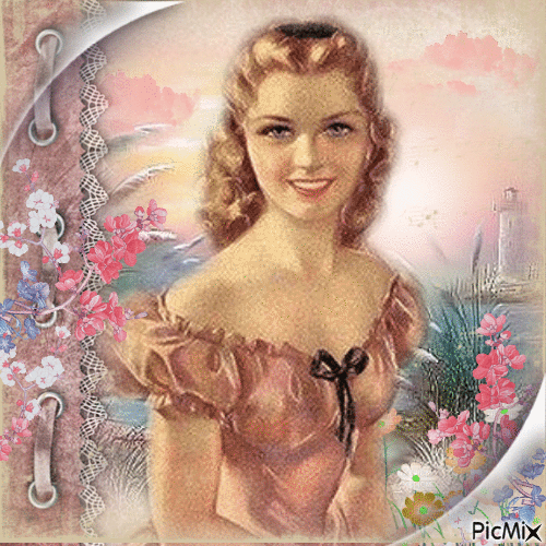 Vintage Pastell Porträt - GIF animé gratuit