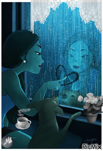 Llueve detrás del cristal - Ingyenes animált GIF