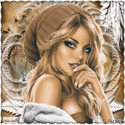belle femme en marron et blanc ....concours - Δωρεάν κινούμενο GIF