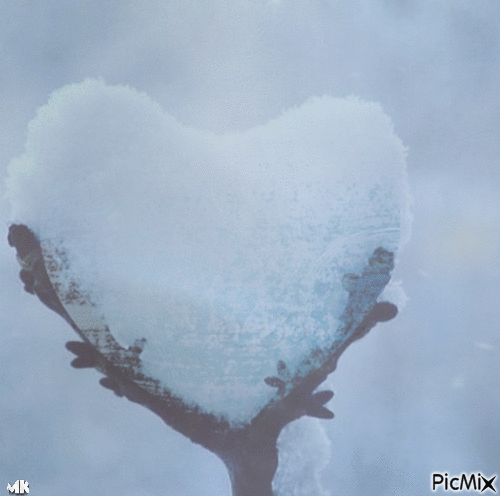 Corazón de nieve - GIF animado grátis