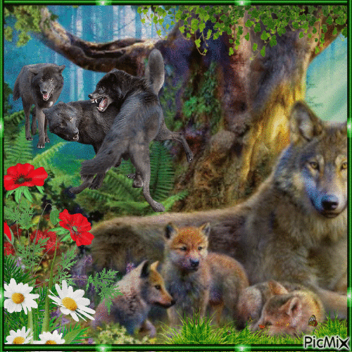 Wolves. - Free animated GIF