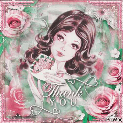 Thank You!/pink green/ - GIF animé gratuit