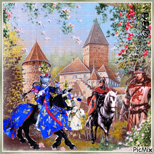 Les chevaliers devant le château... 🤎🤎🤎 - Zdarma animovaný GIF