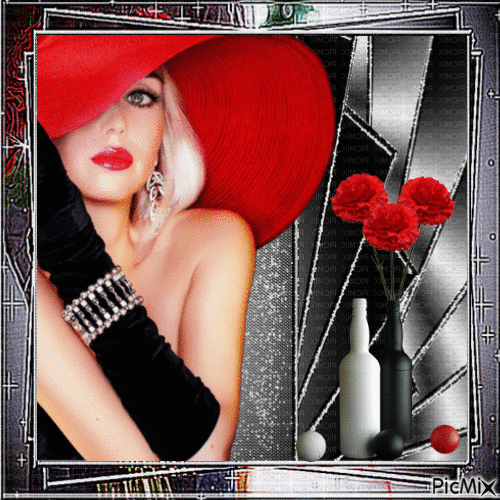 The woman with the red hat - Darmowy animowany GIF