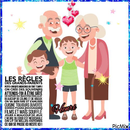 Grands-parents et petits-enfants - Безплатен анимиран GIF