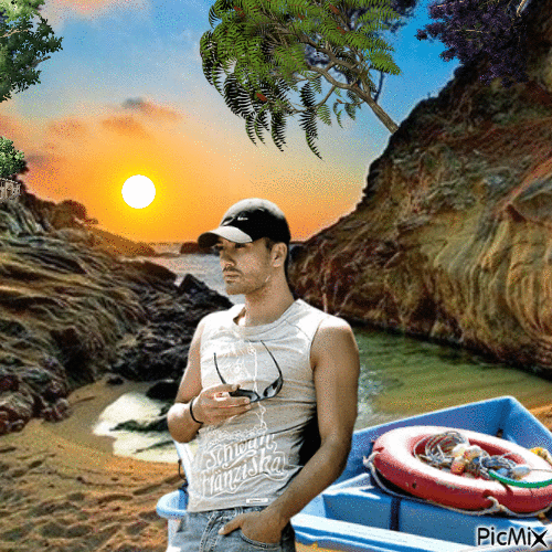 Young Man On The Beach - Bezmaksas animēts GIF