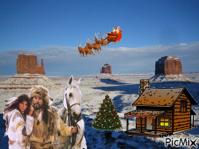 Noël dans l'ouest Américain - GIF animé gratuit