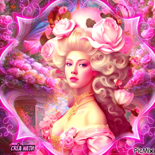 Portrait de femme et les roses rose - Ilmainen animoitu GIF