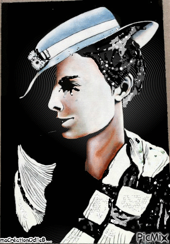 femme à chapeau - Zdarma animovaný GIF