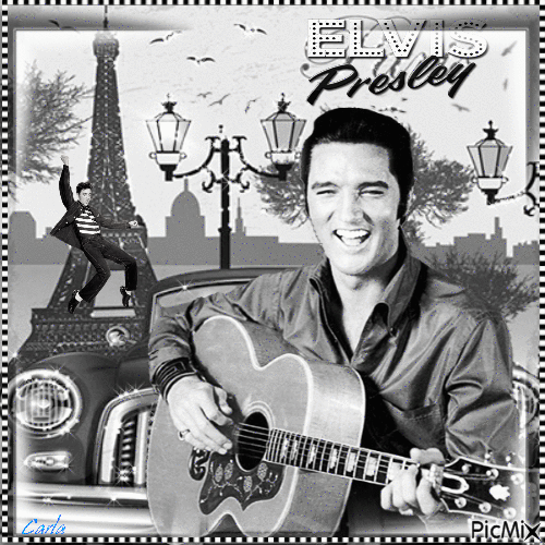 Elvis Presley Black & White - GIF animado grátis