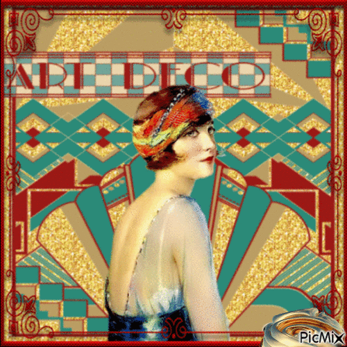Colorful Art Deco Woman - Gratis animerad GIF