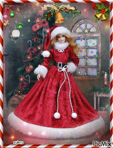 Poupée doll de Noël - Darmowy animowany GIF