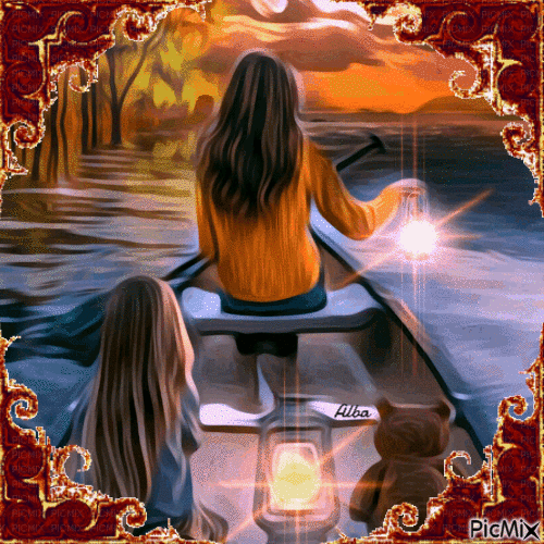 En barca por el rio - Darmowy animowany GIF