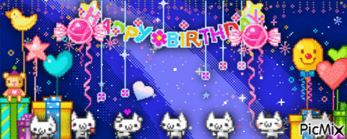 Birthday Pixels - Бесплатный анимированный гифка