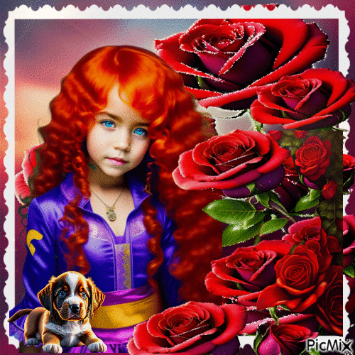 Kleines Mädchen mit roten Haaren - Безплатен анимиран GIF