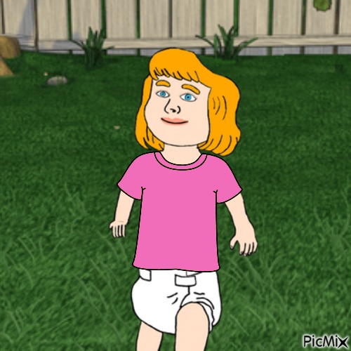 Baby girl in yard - Free PNG