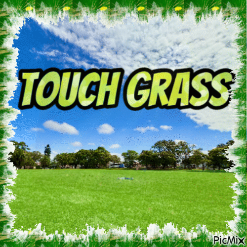 touch grass - Gratis geanimeerde GIF