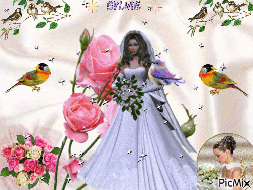 la mariée et l'oiseaux - Δωρεάν κινούμενο GIF