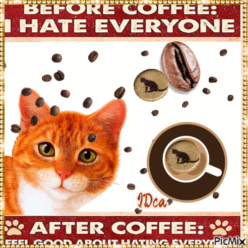 Before coffee  : I hate everyone chat - GIF animé gratuit