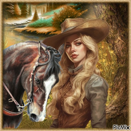 Femme et cheval. - бесплатно png