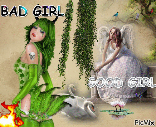 BAD GIRL VS GOOD GIRL - GIF animasi gratis