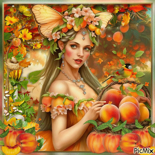 Peach, fairy, fantasy - Green and orange tones - Darmowy animowany GIF