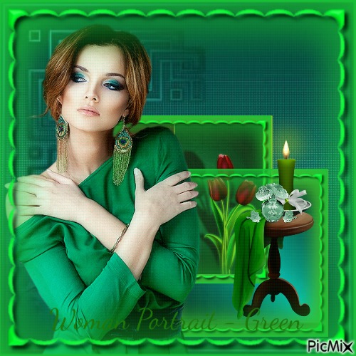 Woman Portrait - Green - zdarma png