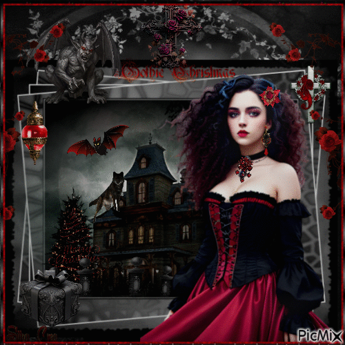 Gothic woman for Christmas - 免费动画 GIF