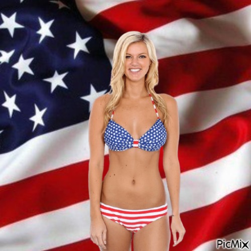 Patriotic bikini woman (my 2,490th PicMix) - nemokama png