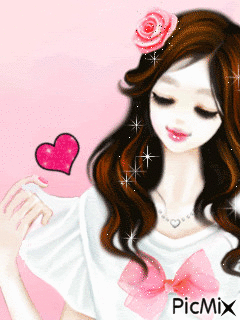 femme et coeur - Free animated GIF
