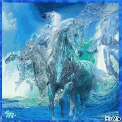 Neptune's horses - GIF animé gratuit