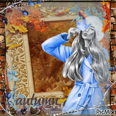 brown and blue autumn - Бесплатный анимированный гифка