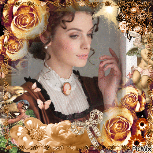 Victorian woman with amber and brown notes` - Безплатен анимиран GIF
