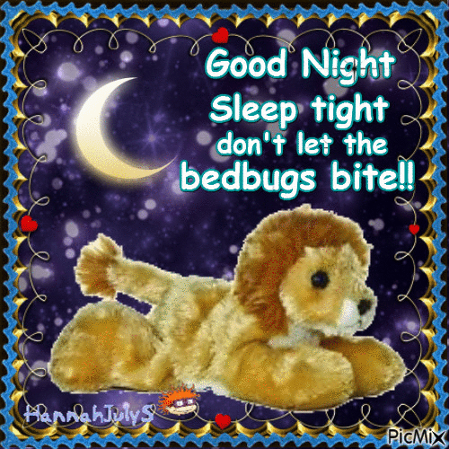 Good night, sleep tight, don't let the bedbugs bite!! - GIF animé gratuit