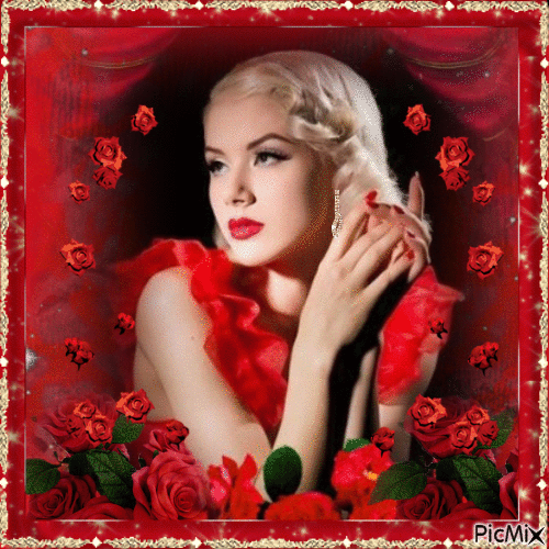 CONTEST Red rose in a red frame - Бесплатни анимирани ГИФ