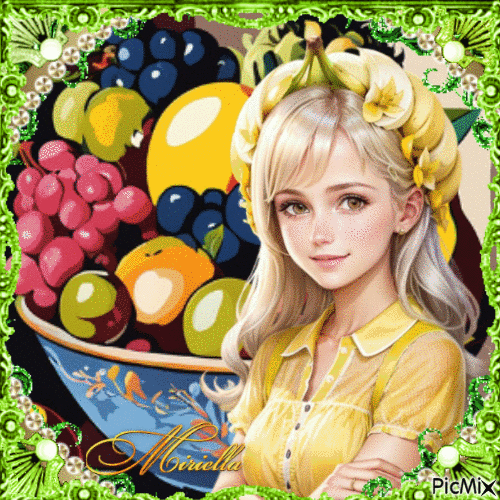 Contest!Femme avec des fruits - Nemokamas animacinis gif