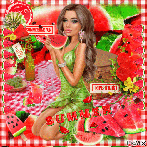 Watermelon Picnic! - Free animated GIF
