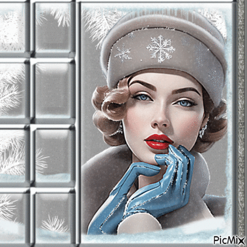 Portrait femme élégante en hiver - GIF animado grátis