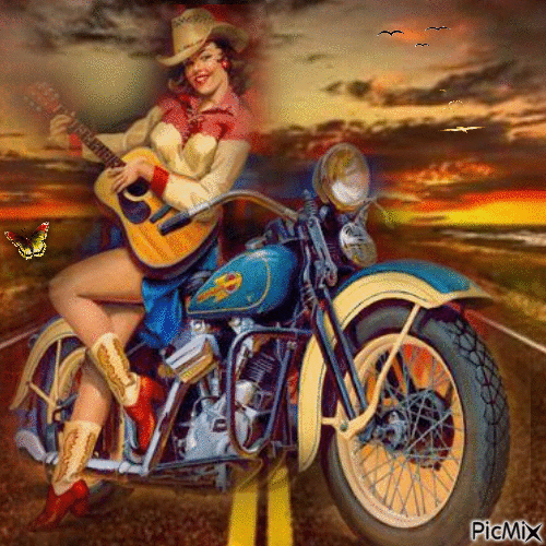 Motorrad Mädchen - Δωρεάν κινούμενο GIF