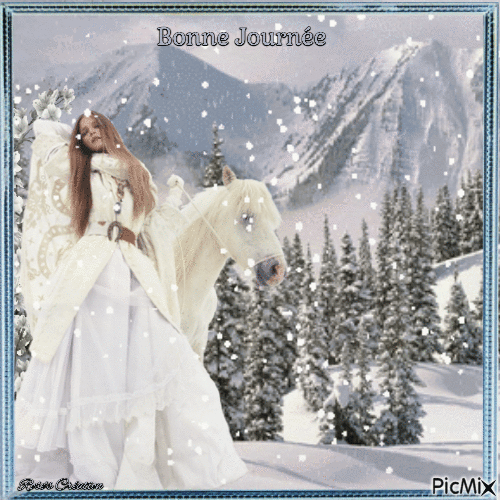 Concours : Femme et cheval blanc - Ingyenes animált GIF
