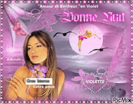 Amour et bonheur en violet - Δωρεάν κινούμενο GIF