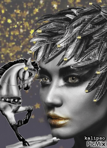 Painted with gold color - Free animated GIF