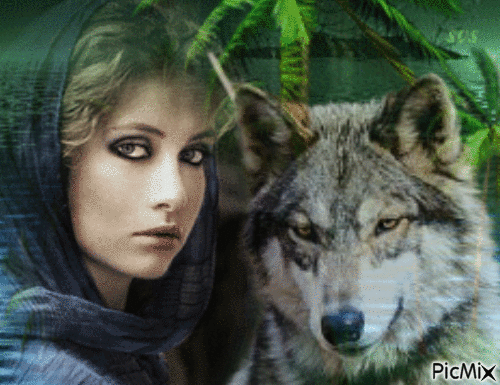 Woman & Wolf - Gratis geanimeerde GIF