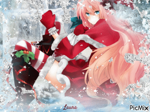 Manga inverno Christmas Vocaloid - Laura - Darmowy animowany GIF