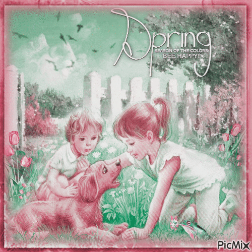 vintage spring - GIF animé gratuit